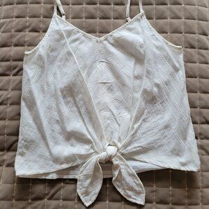 White Tie-Front Tank Top